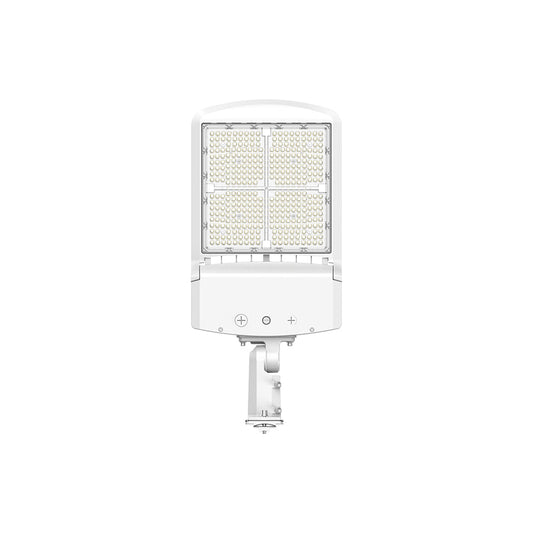 ZOHO 6th Gen | LED Area Light | Adj Wattage 200W/240W/300W | 49800 Lumens | Adj CCT 4000K/5000K/5700K | 120V-277V | Universal Bracket | White Housing | IP65 | UL & DLC Listed